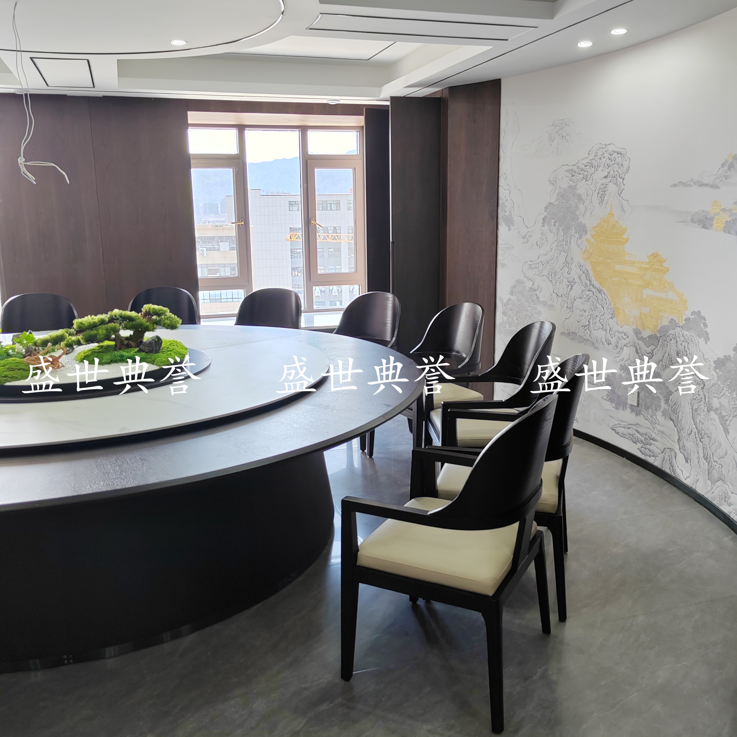 Haixi International Hotel's solid wood chairs, restaurant private rooms, new Chinese-style dining chairs, club business reception solid wood electric tables and chairs Item Picture