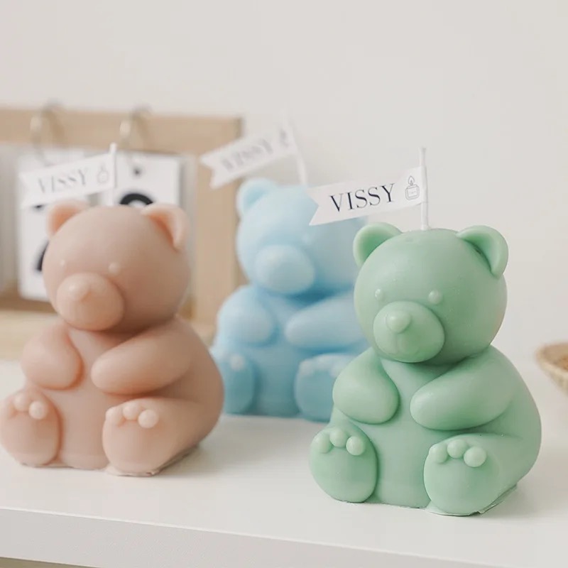 Sitting Bear Scented Soybean Candle, cute home scented handmade trinket, birthday cake, Creative souvenir, scented candle pic 5