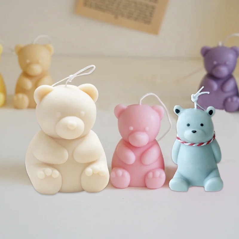 Sitting Bear Scented Soybean Candle, cute home scented handmade trinket, birthday cake, Creative souvenir, scented candle pic 12