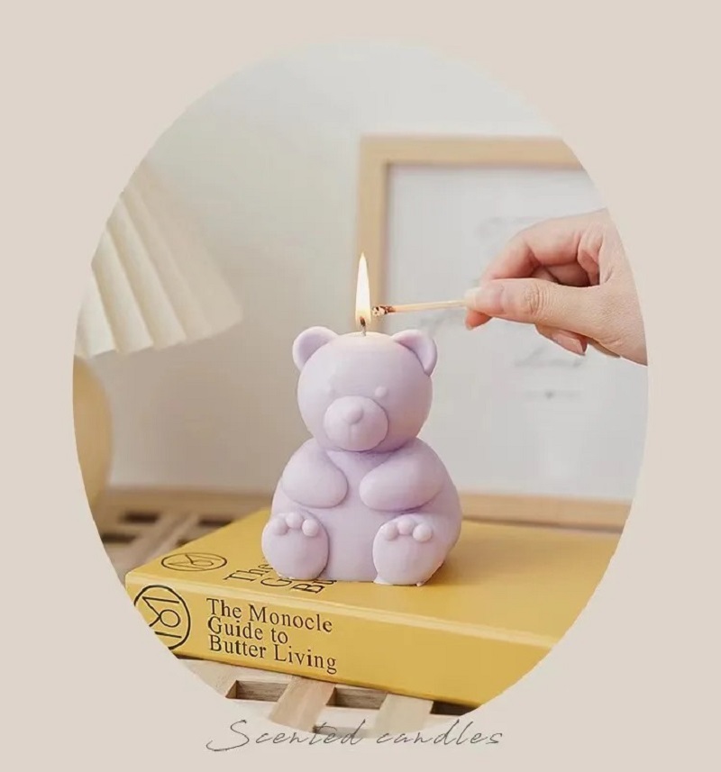Sitting Bear Scented Soybean Candle, cute home scented handmade trinket, birthday cake, Creative souvenir, scented candle pic 8
