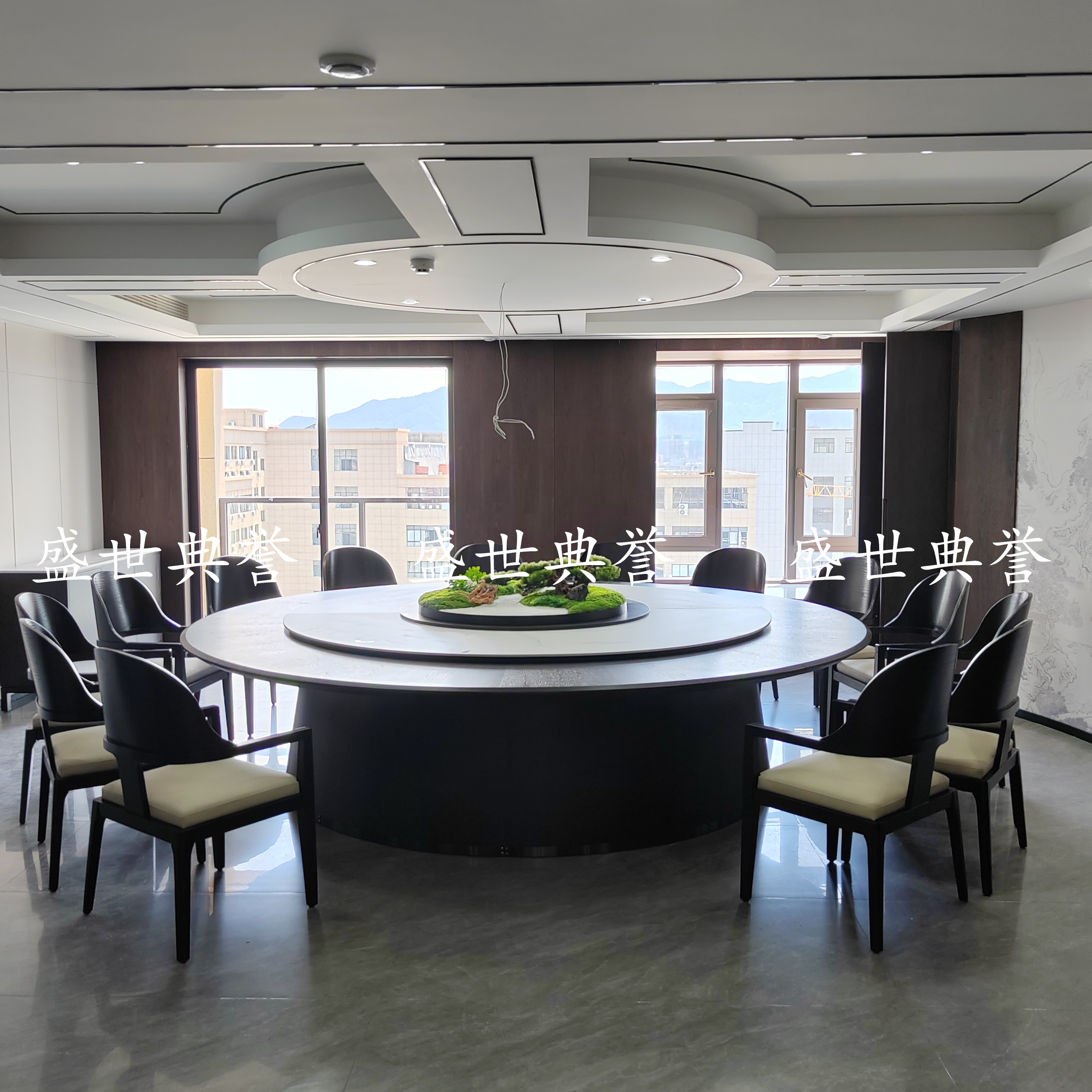 Haixi International Hotel's solid wood chairs, restaurant private rooms, new Chinese-style dining chairs, club business reception solid wood electric tables and chairs Specification image