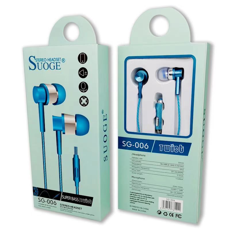 The color of the SUOGE SG-006 mobile phone headphones (with microphone) will be randomly sent Item Picture