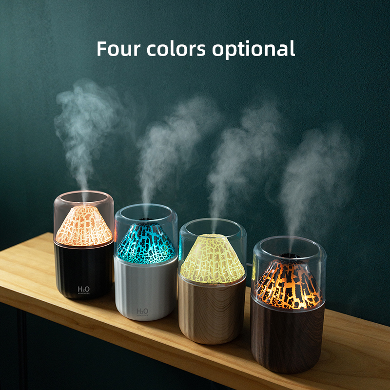 Nuevo humidificador volcano casa oficina dormitorio colorido ambiente lámpara aromaterapia pequeño escritorio llama humidificador