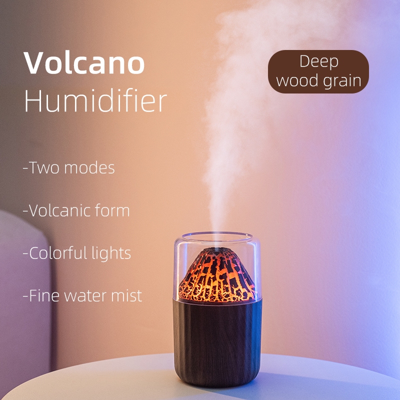 Nuevo humidificador volcano casa oficina dormitorio colorido ambiente lámpara aromaterapia pequeño escritorio llama humidificador Specification image