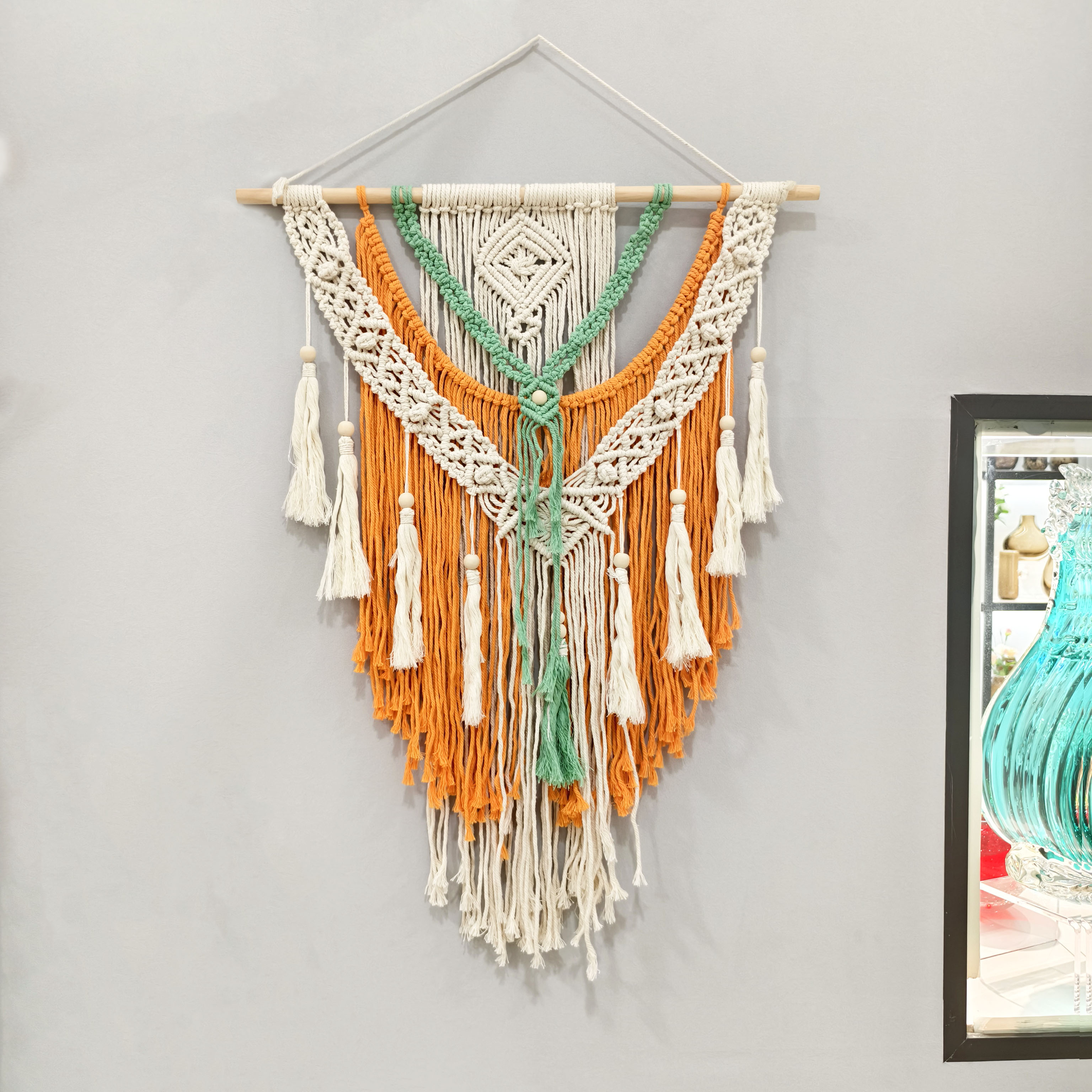 Cross-Border Bohemian Hand-Woven Tapestry Wall Decoration Living Room Porch Tassel Tapestry Hanging Decoration Wall Hanging Specification drawing
