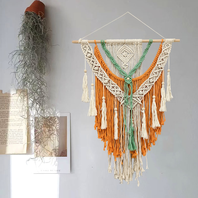 Cross-Border Bohemian Hand-Woven Tapestry Wall Decoration Living Room Porch Tassel Tapestry Hanging Decoration Wall Hanging details Picture