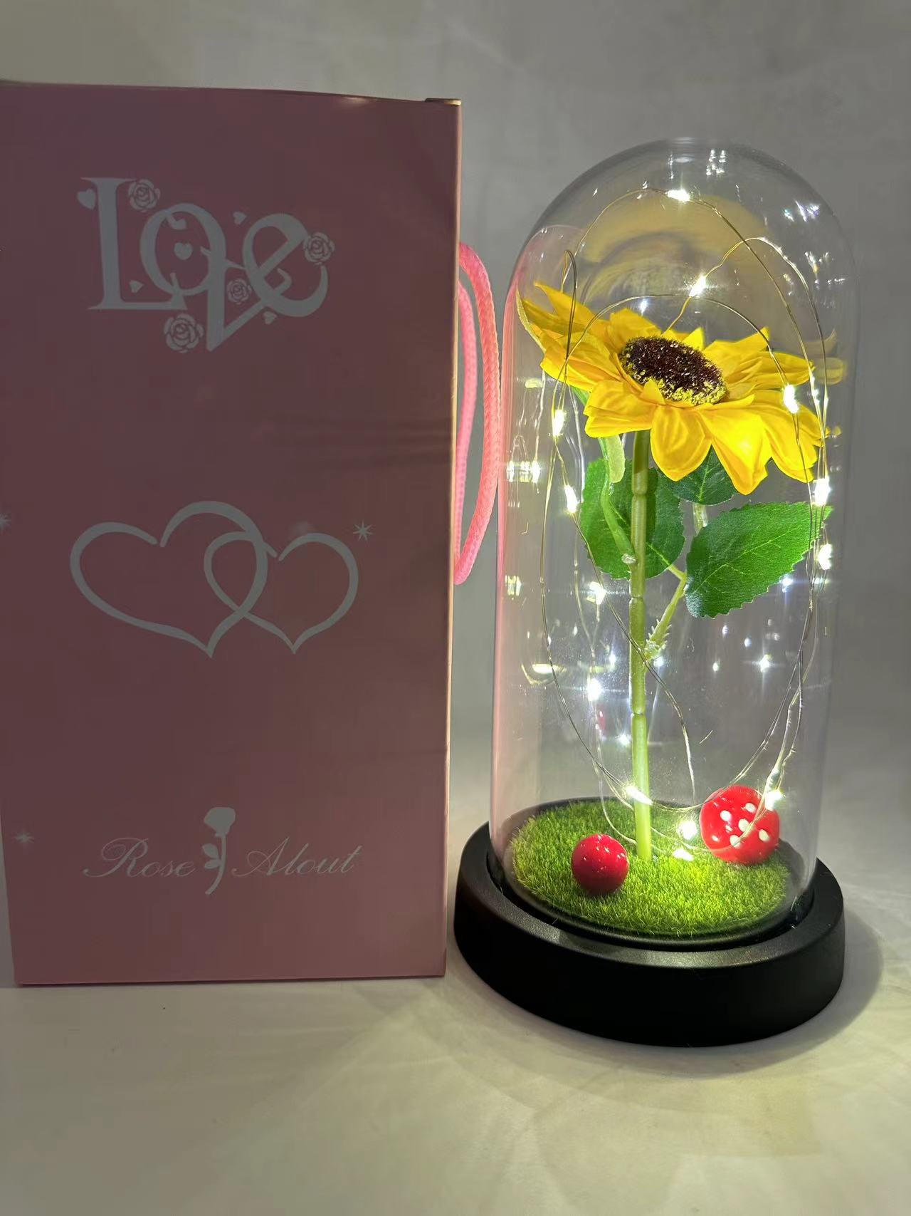 实拍仿向日葵金香摆件创意摆件小夜灯圣诞节情人节礼物送女友批发