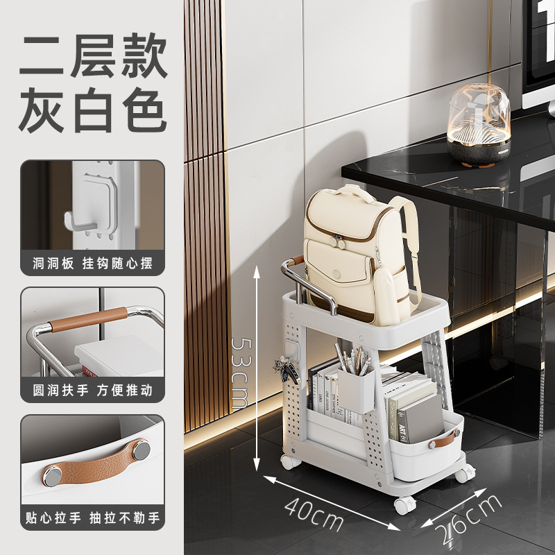 D47-1052 Two-layer wheeled storage rack, snack storage rack, cosmetics storage rack, multi-functional trolley Application Scenario