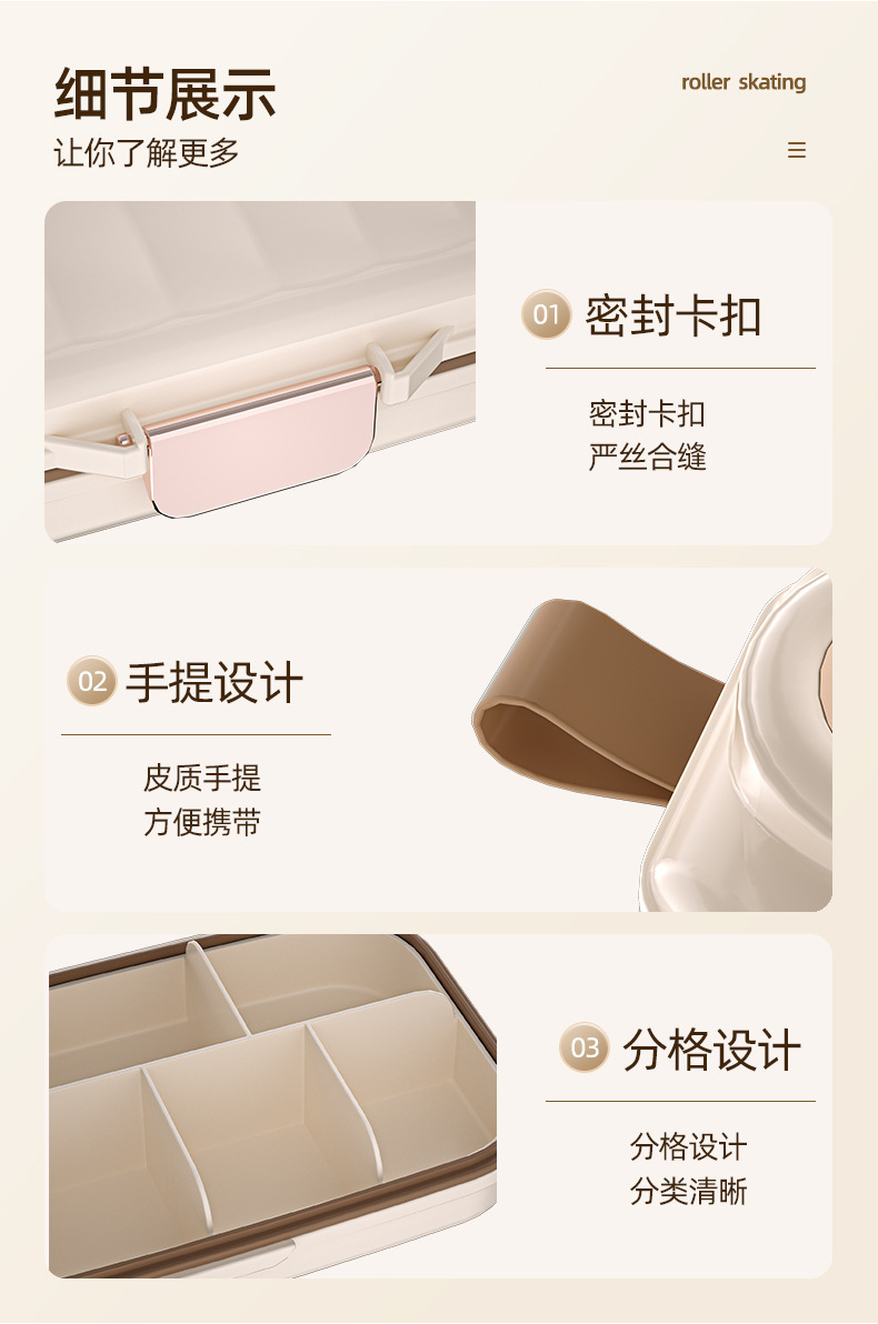 J29-6603 Portable dispensing medicine dispenser, mini medicine reminder box for three meals a day, one-week portable small size detail image 15