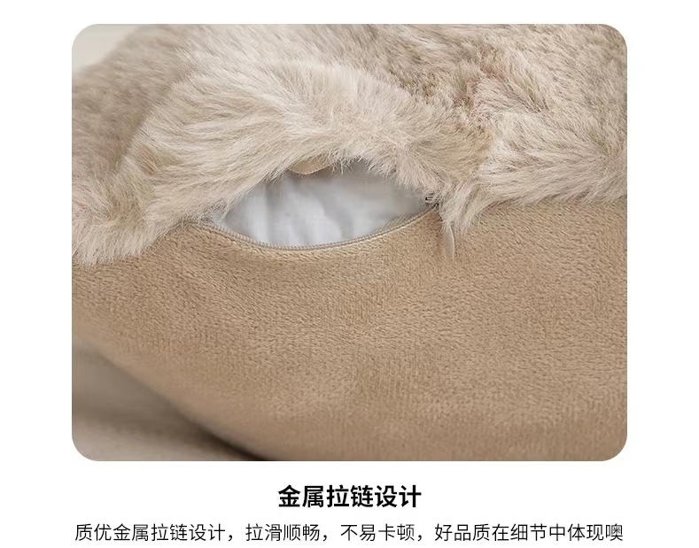 撸猫感奶油纯色ins风单面毛绒抱枕、抱枕套详情7