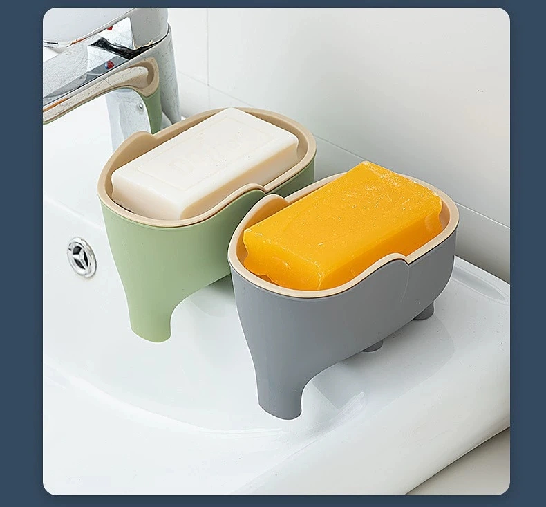 H72- Elephant Soap Box, Home Cute Soap, Internet Celebrity, Dormitory bathroom, Double-layer Soap Box, Soap box, Draining kitchen detail image 11