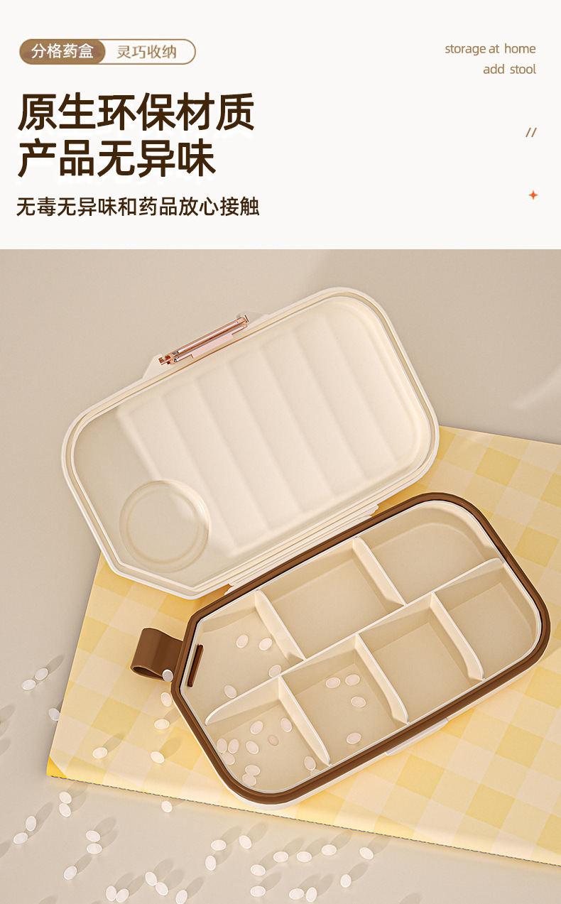 J29-6603 Portable dispensing medicine dispenser, mini medicine reminder box for three meals a day, one-week portable small size Specification image