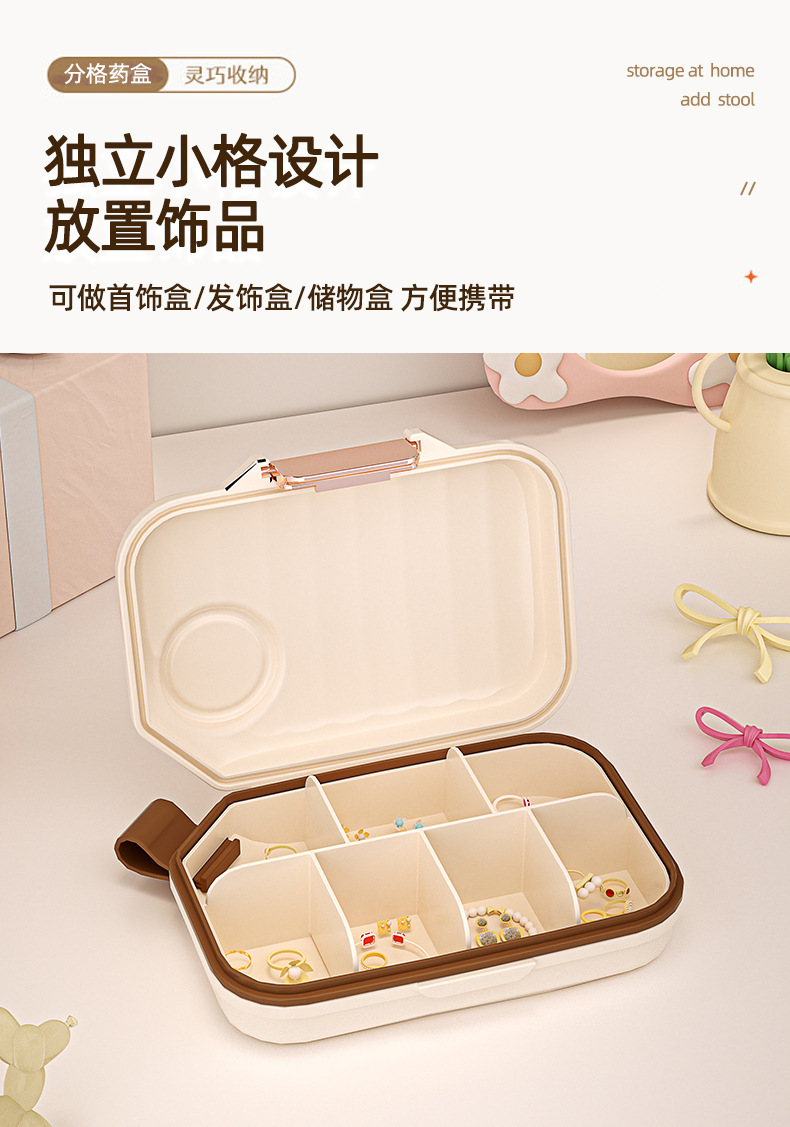 J29-6603 Portable dispensing medicine dispenser, mini medicine reminder box for three meals a day, one-week portable small size detail image 11