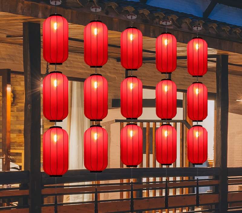 Lanterns, chandeliers, new Chinese-style fabric restaurants, hot pot restaurants, a series of outdoor Chinese-style lamps, antique lamps, decorative cultural and creative products Specification image