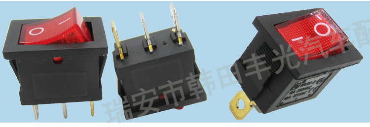 Factory direct sales of illuminated boat-shaped switch electric woks, water dispensers, power switch, three-prong rocker switch 6A 250V KCD2-202N, red pic 4