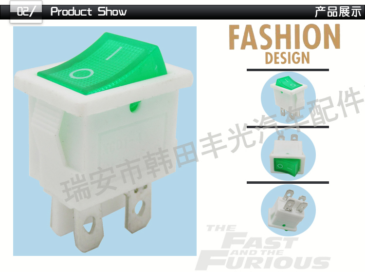 厂家直销 3插脚ON-OFF双刀带灯船型开关10A 125VAC汽车翘板开关KCD1-4-201N详情3