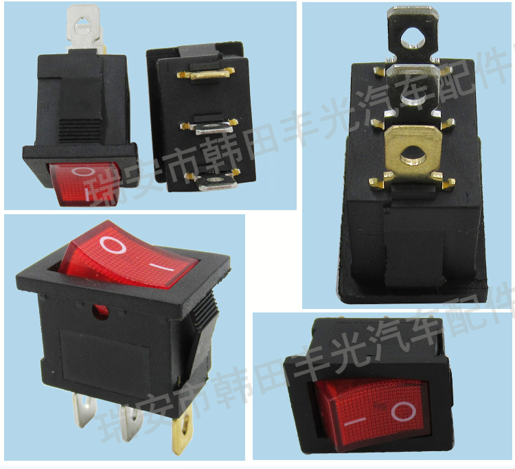 Factory direct sales of illuminated boat-shaped switch electric woks, water dispensers, power switch, three-prong rocker switch 6A 250V KCD2-202N, red pic 5