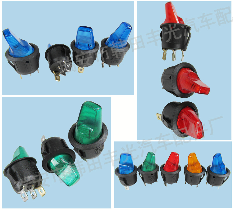 Factory direct sales 12V, 24V round handle 3-pin 2-position boat switch with light, rocker arm button, 220V power switch KCD1-5H-101N pic 5