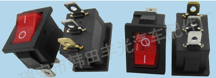 Factory direct sales of illuminated boat-shaped switch electric woks, water dispensers, power switch, three-prong rocker switch 6A 250V KCD2-202N, red pic 6
