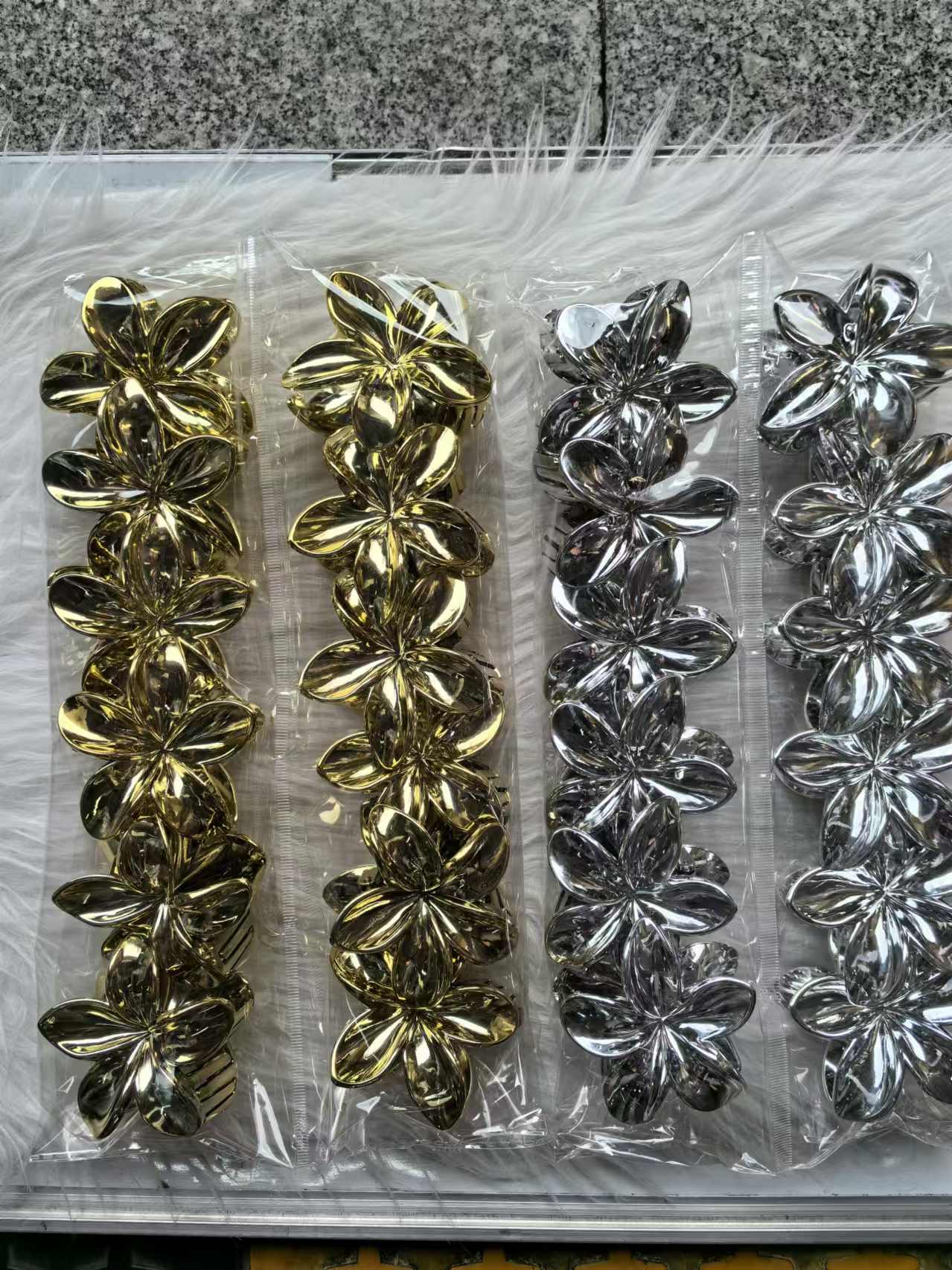 Electroplated gold and silver frangipani detail image 4