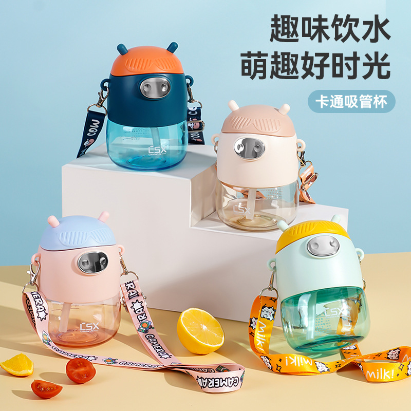 L54-LX5538 Cute little deer creative straw cup, high appearance level, summer water bottle, student water cup, anti-drop and heat-resistant