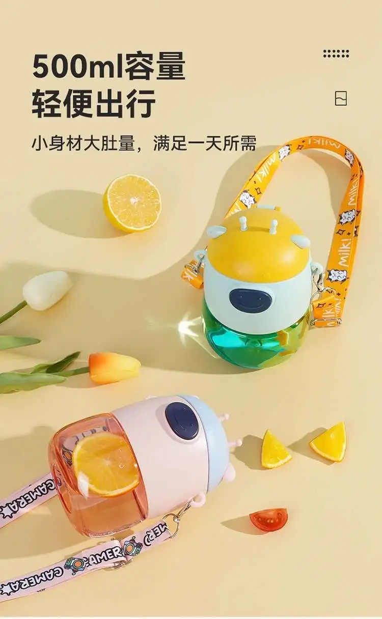 L54-LX5538 Cute little deer creative straw cup, high appearance level, summer water bottle, student water cup, anti-drop and heat-resistant detail image 6