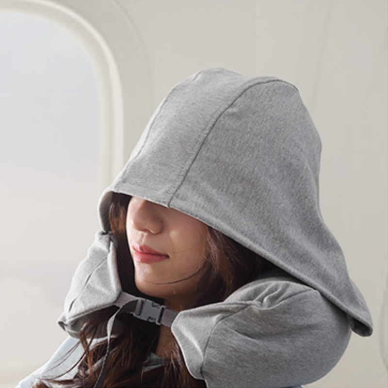 Cross-border exclusive all-cotton neck pillow, cervical pillow, travel airplane pillow, hooded U-shaped neck pillow, nap neck and prone pillow Application Scenario