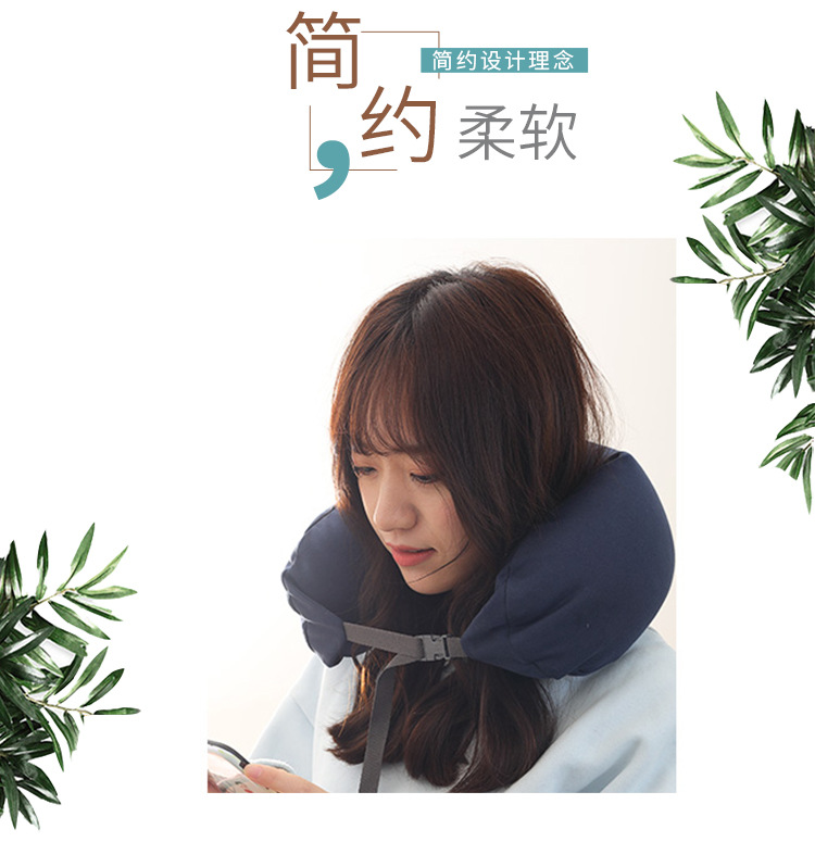 跨境专供全棉护颈枕颈椎枕旅行飞机枕连帽U形护颈枕午睡颈椎趴枕详情2