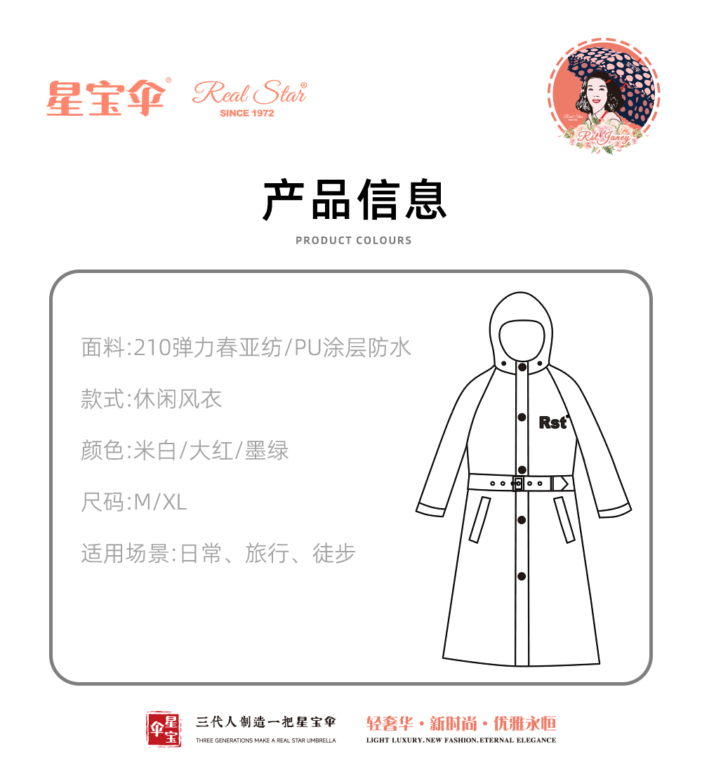 星宝雨衣2002双层加厚抗水压不渗水女士优雅雨衣超强防泼水雨衣雨衣详情17