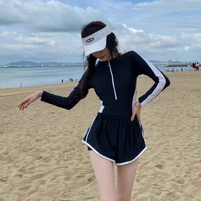 "Summer one-piece swimsuit for women, slimming and belly covering 2024 new bestseller, conservative sun protection, flat-angle swimming pool special swimsuit. details Picture