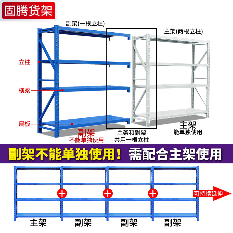 2024 Medium-sized multi-layer warehouse shelves, household light-duty storage racks, iron rack shelves, heavy-duty warehouse shelves wholesale, stable and durable, high space utilization Item Picture
