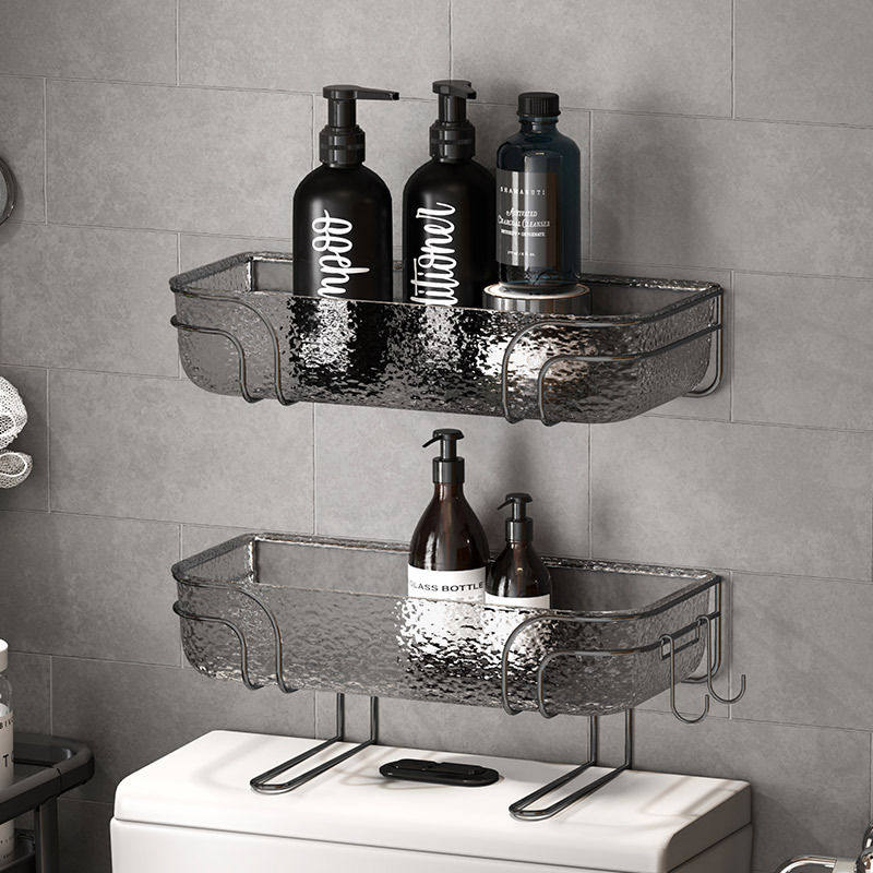Q35-QY7608A non-drilling storage rack, light luxury toilet storage rack, toilet iron storage rack, moisture-proof and waterproof details Picture