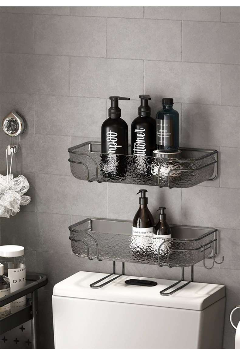 Q35-QY7608A non-drilling storage rack, light luxury toilet storage rack, toilet iron storage rack, moisture-proof and waterproof detail image 10