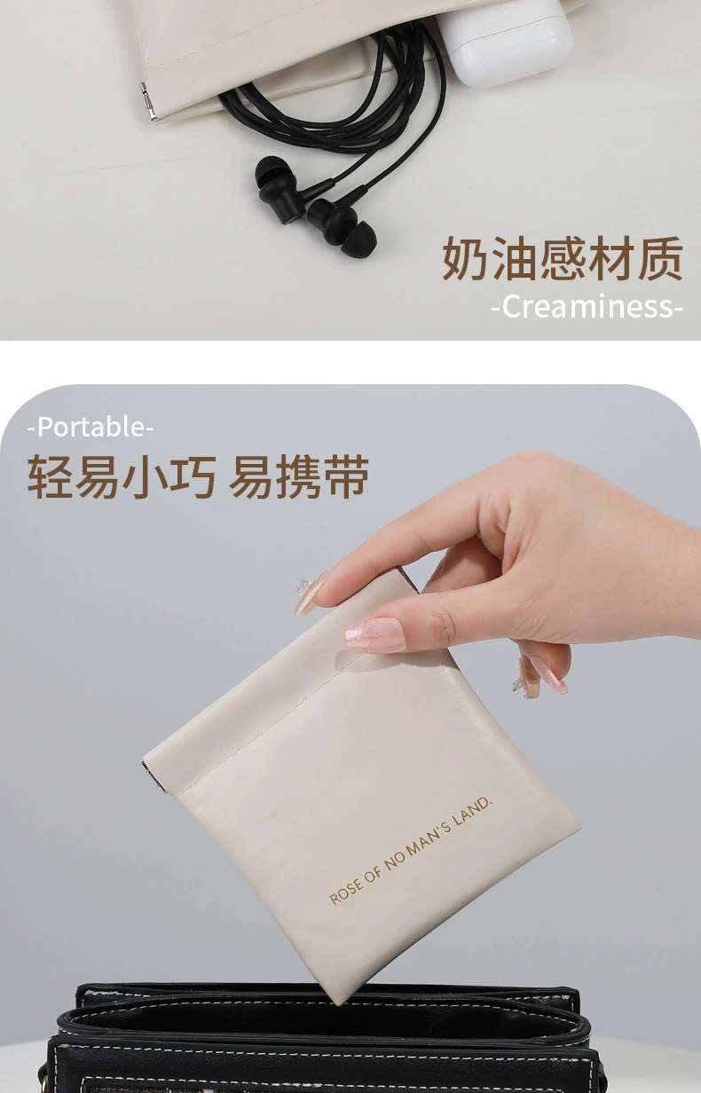 Simple closed spring piece bag, mini PU earphone storage bag, candy-colored coin bag, coin purse, lipstick storage bag detail image 7