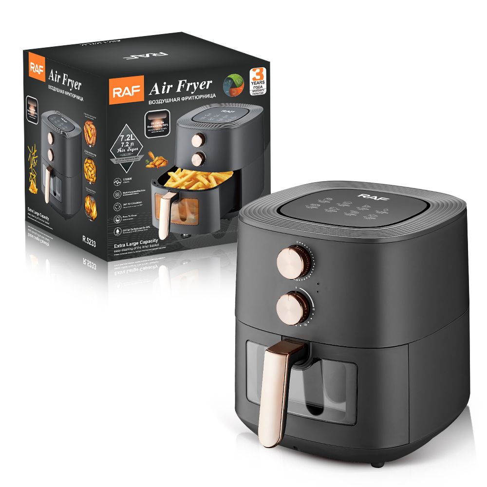 RAF Cross-border European standard visual air fryer, oil-free household French fries machine, fully automatic large capacity 8L electric fryer details Picture
