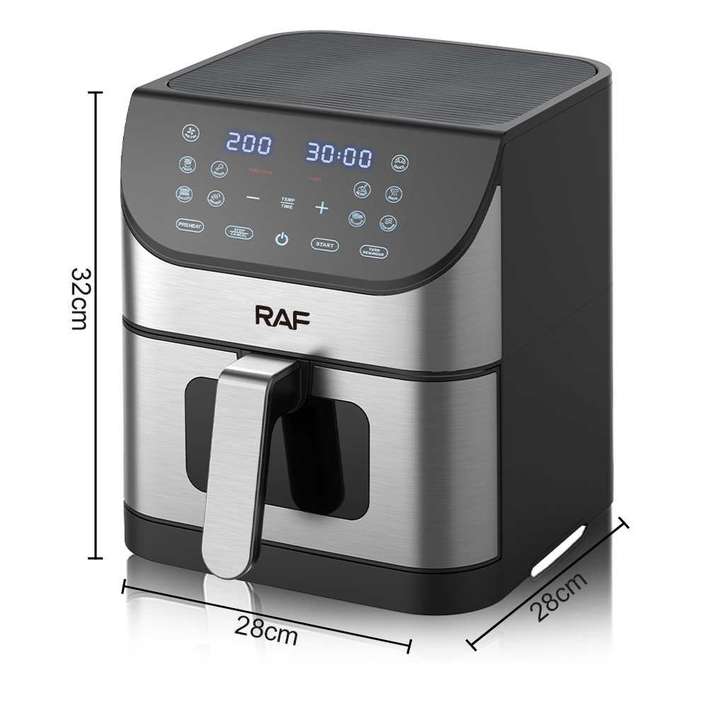 RAF European standard cross-border visual air fryer, LCD touch, household multi-functional electric fryer, 6L large capacity Specification image