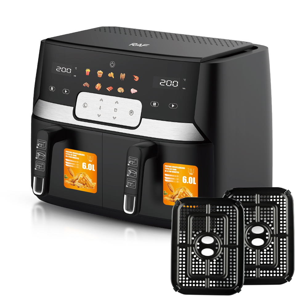 RAF European standard cross-border double-chamber air fryer with dual compartments, 9L large capacity, multi-functional, dual POTS and dual baskets, intelligent touch screen R.5272 pic 12