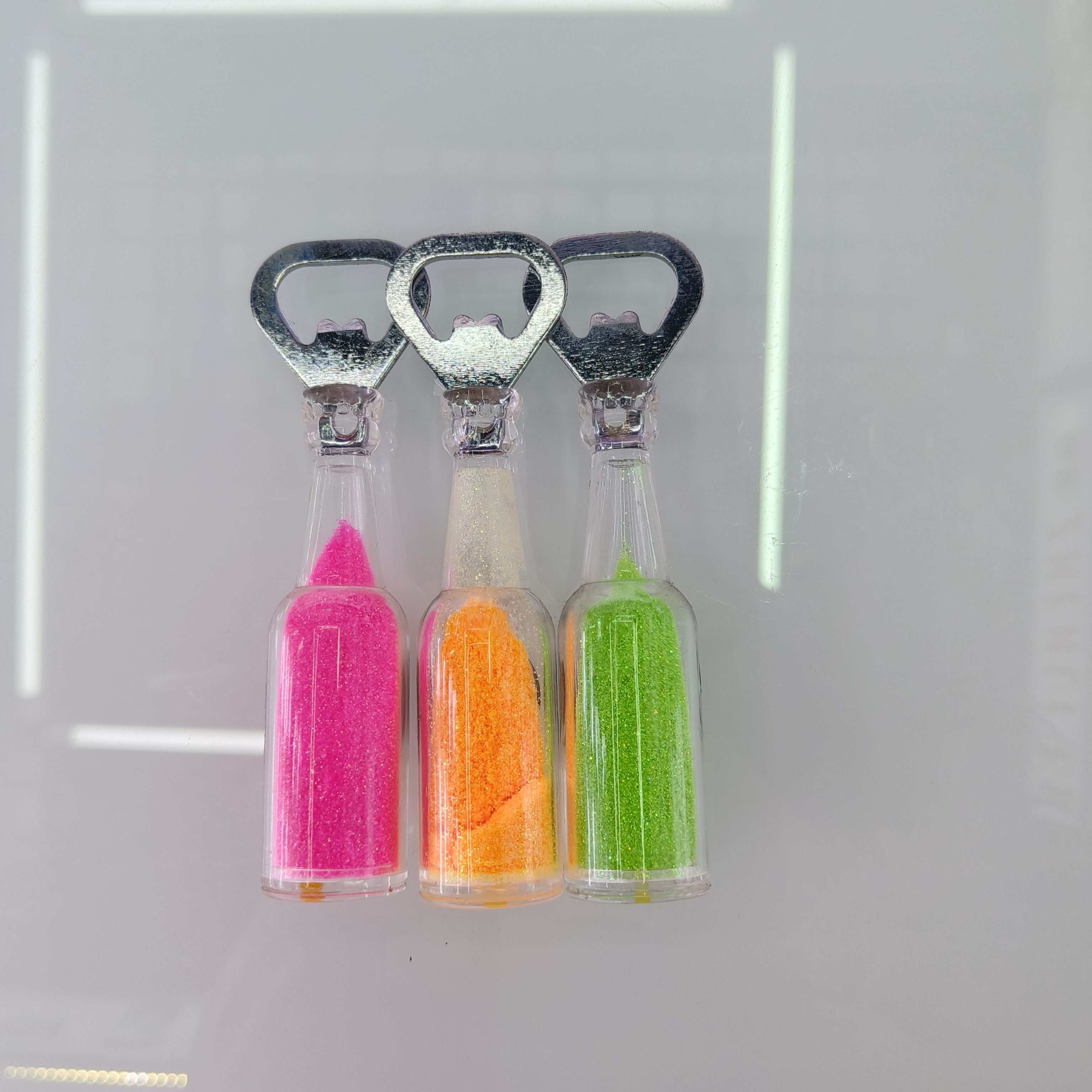Zhehui Craft Bottle Shape refrigerator Sticker Glitter sequined bottle Practical bottle opener Screwdriver Bar Fun decoration Refrigerator Decoration Interchangeable Sticker Advertising promotion event gift Zhehui Craft 01 details Picture