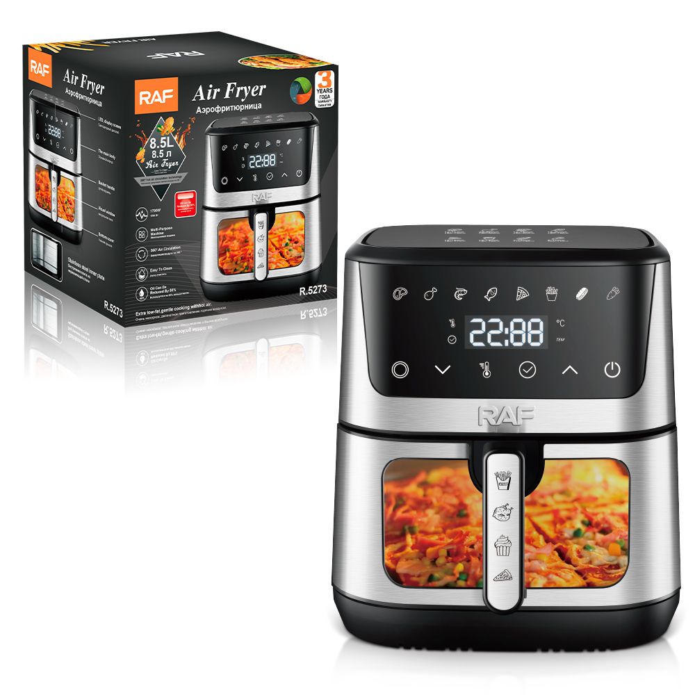 RAF European standard cross-border air fryer, large-capacity multi-functional smart home visual electric fryer, 8.5L, no smoke details Picture