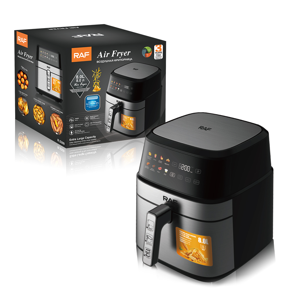 RAF Air fryer is a multi-functional smart touch screen oil-free and smokeless electric fryer with a large capacity of 6.5L details Picture