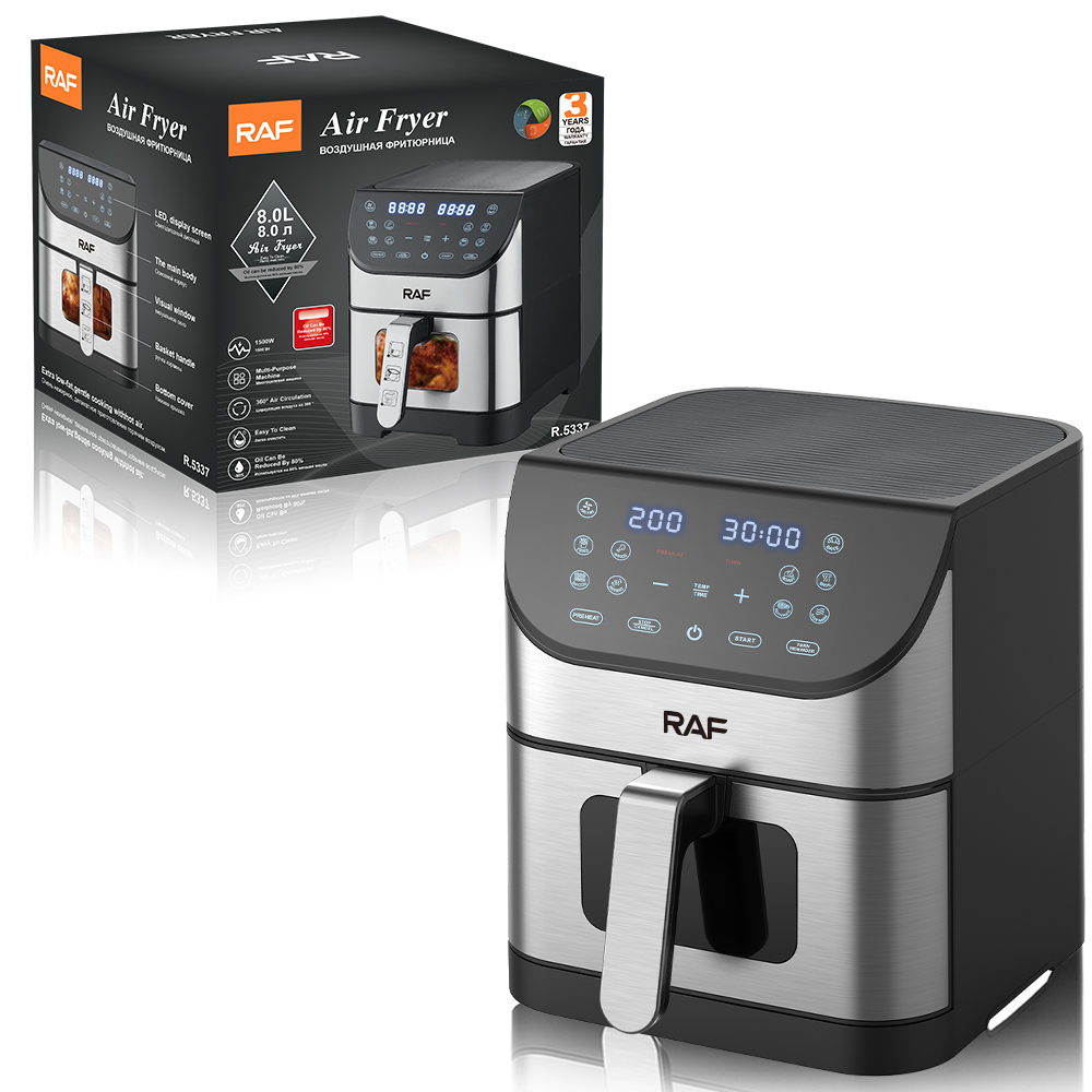 RAF European standard cross-border visual air fryer, LCD touch, household multi-functional electric fryer, 6L large capacity details Picture