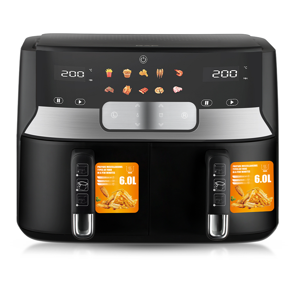 RAF European standard cross-border double-chamber air fryer with dual compartments, 9L large capacity, multi-functional, dual POTS and dual baskets, intelligent touch screen R.5272 Specification image