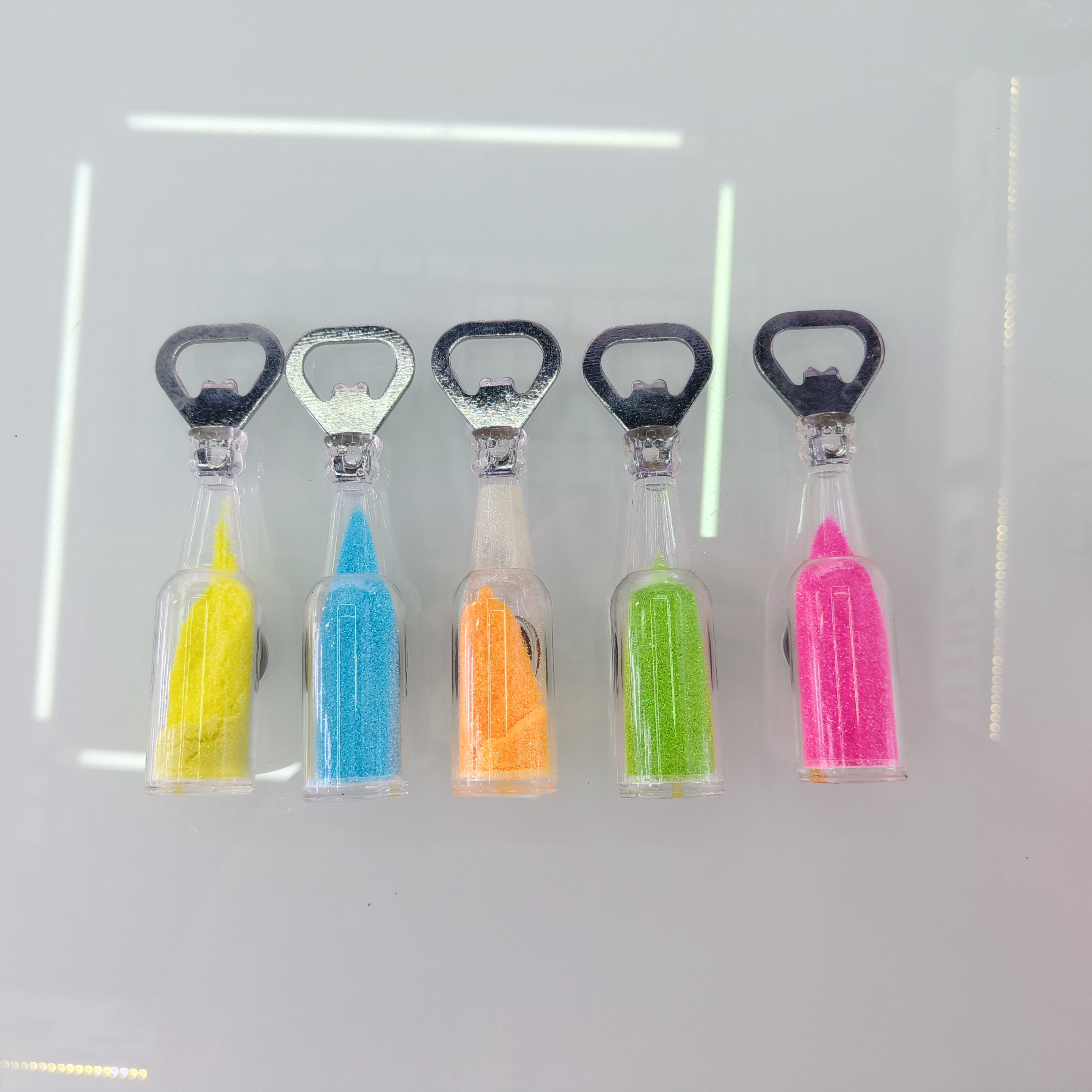 Zhehui Craft Bottle Shape refrigerator Sticker Glitter sequined bottle Practical bottle opener Screwdriver Bar Fun decoration Refrigerator Decoration Interchangeable Sticker Advertising promotion event gift Zhehui Craft 01 Application Scenario
