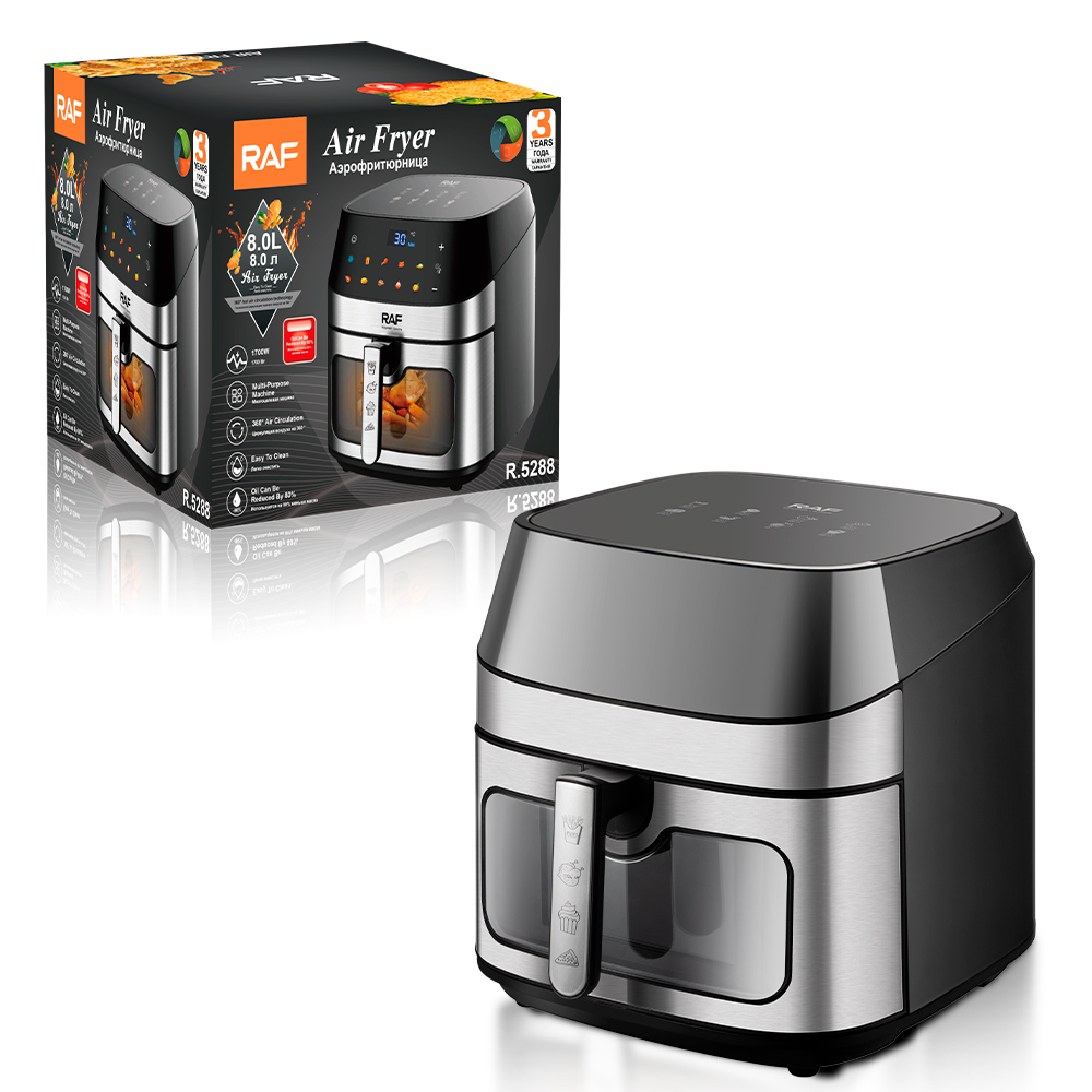 RAF European standard cross-border air fryer, large capacity, multi-functional, smart home digital display electric fryer, 8L, no smoke, R.5288 pic 4