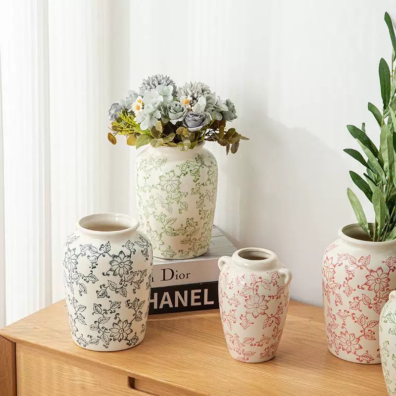 Blue and white porcelain pattern Phalaenopsis ceramic flowerpot, Chinese-style interior decoration, retro porcelain, green plant and flower universal basin, vase, decorative item, dried flower arrangement, vase, decorative ceramic vase, vase ceramic flowerpot, porcelain vase, simple vase Application Scenario
