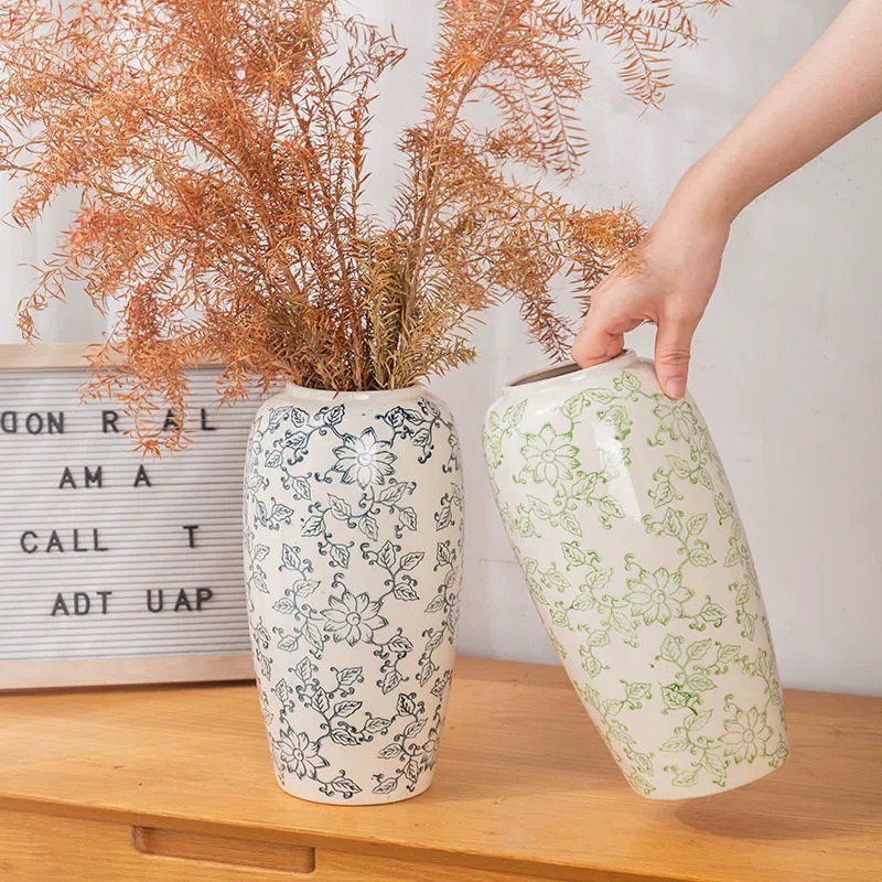 青花瓷纹蝴蝶兰陶瓷花盆中国风室内装饰复古瓷器绿植花卉通用盆花瓶陶瓷花瓶花瓶装饰干花插花花瓶摆件瓷花瓶简约花瓶详情1