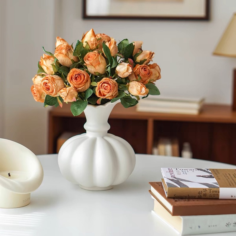 French vintage ceramic vases, creative flower arrangements for the living room, ins style decoration, high-end feel, niche dried flower arrangement ornaments, vases, ceramic vases, vase decorations, dried flower arrangements, vase ornaments, simple vases, porcelain vases pic 2