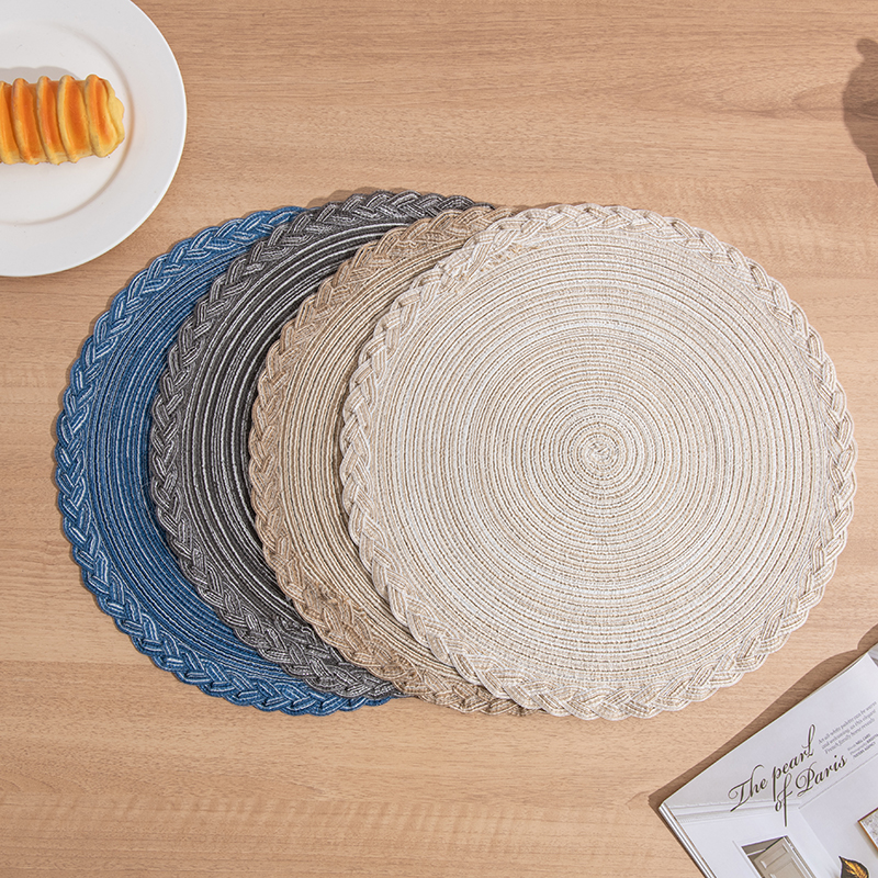 北欧风格家居餐垫餐桌垫棉线家用烘焙美食背景跨境圆形隔热垫杯垫图
