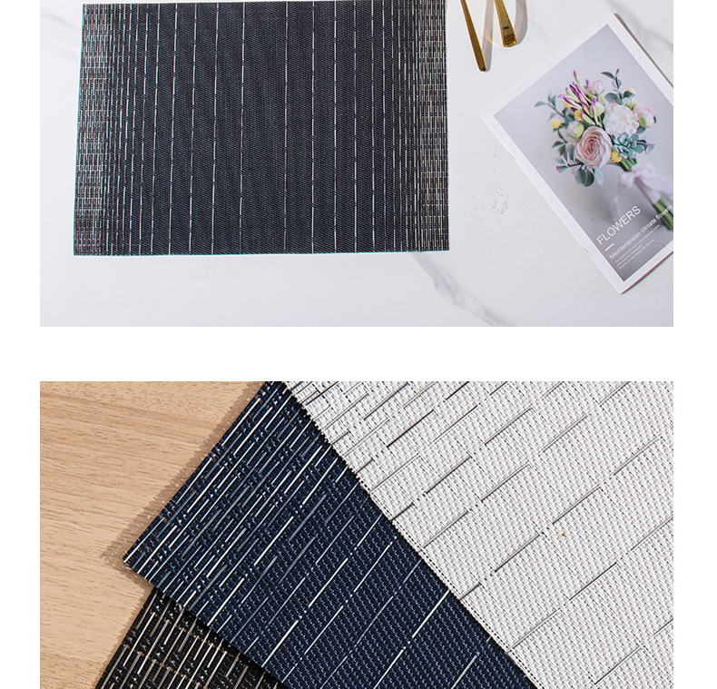 餐垫编织隔热垫简约特斯林酒店西餐卓垫家用pvc条纹方形防烫垫子详情6