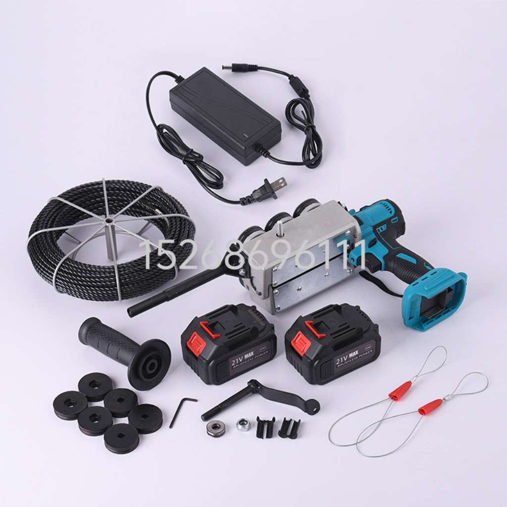 Lithium battery electric wire threading machine, concealed pipe electrician wire pulling and threading wonder tool, electric pipe threading and wire pulling machine, pipeline wire feeding machine Item Picture